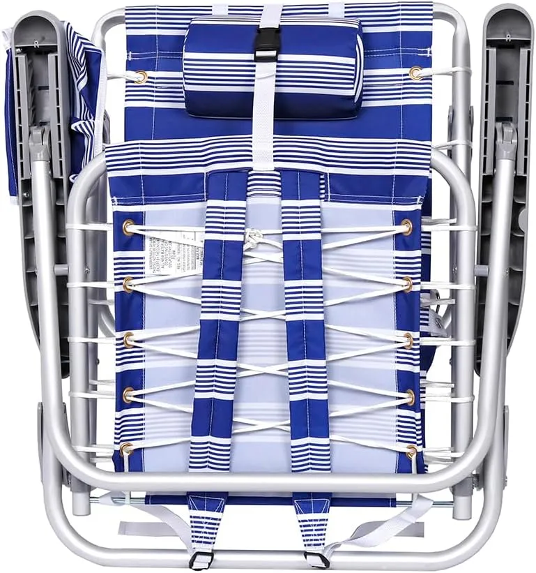 Ultimate Heavy Duty Aluminum Folding Backpack Beach Chair for Adults | Lay Flat, 5 Reclining Positions | Removable Insulated Cooler Pouch | 300 lbs Weight Capacity
