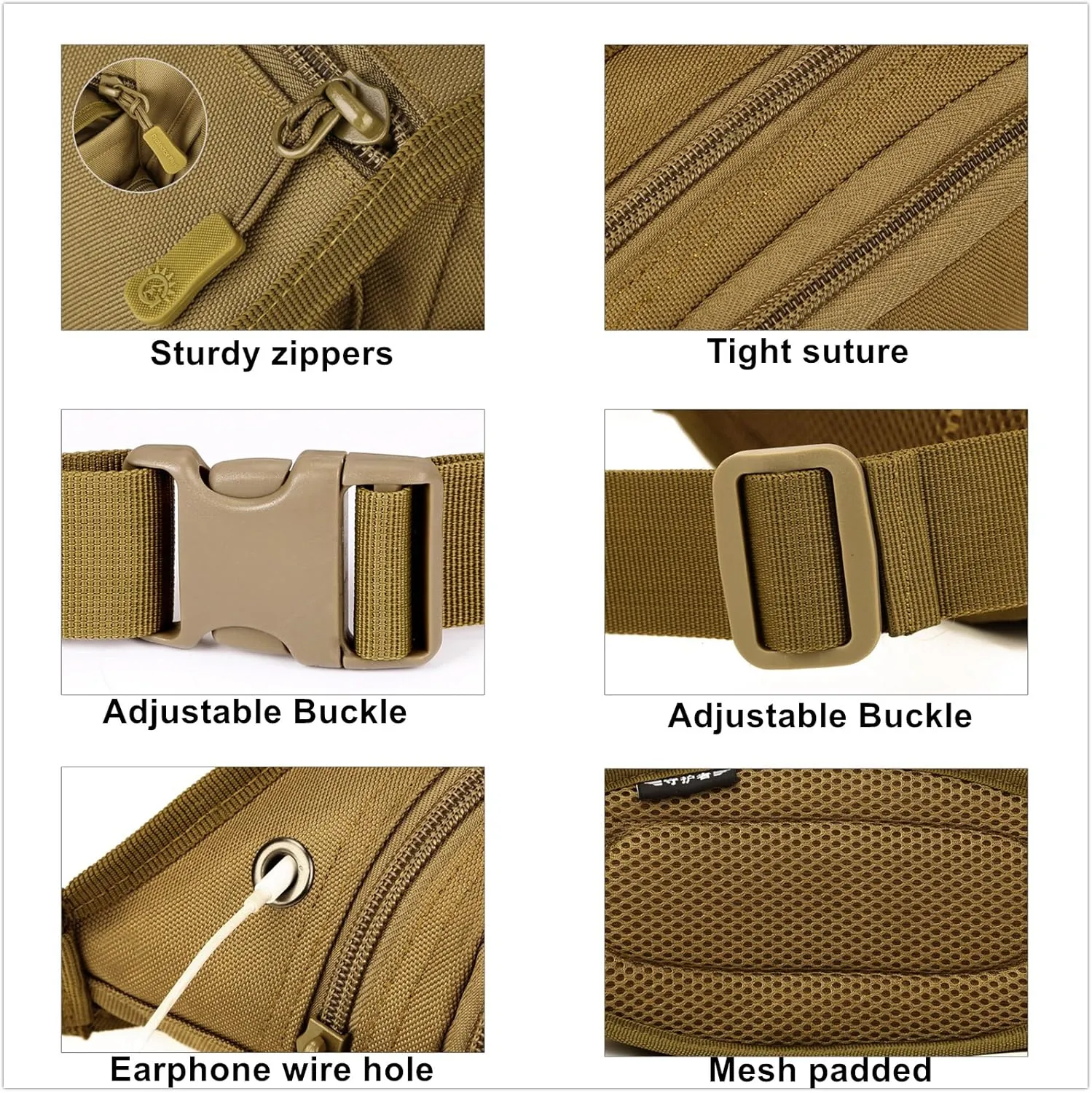 UNISTRENGH Fanny Pack Tactical Military Waist Pack Bag Waterproof Hip Belt Pouch for Outdoor Hunting Camping Trekking Climbing Bumbag