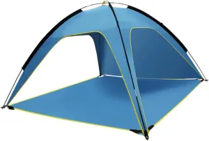 UPKOCH Family Size Camping Tent 3-Sided Ventilated Tent Waterproof Material for Outdoor Activities Beach Park Blue