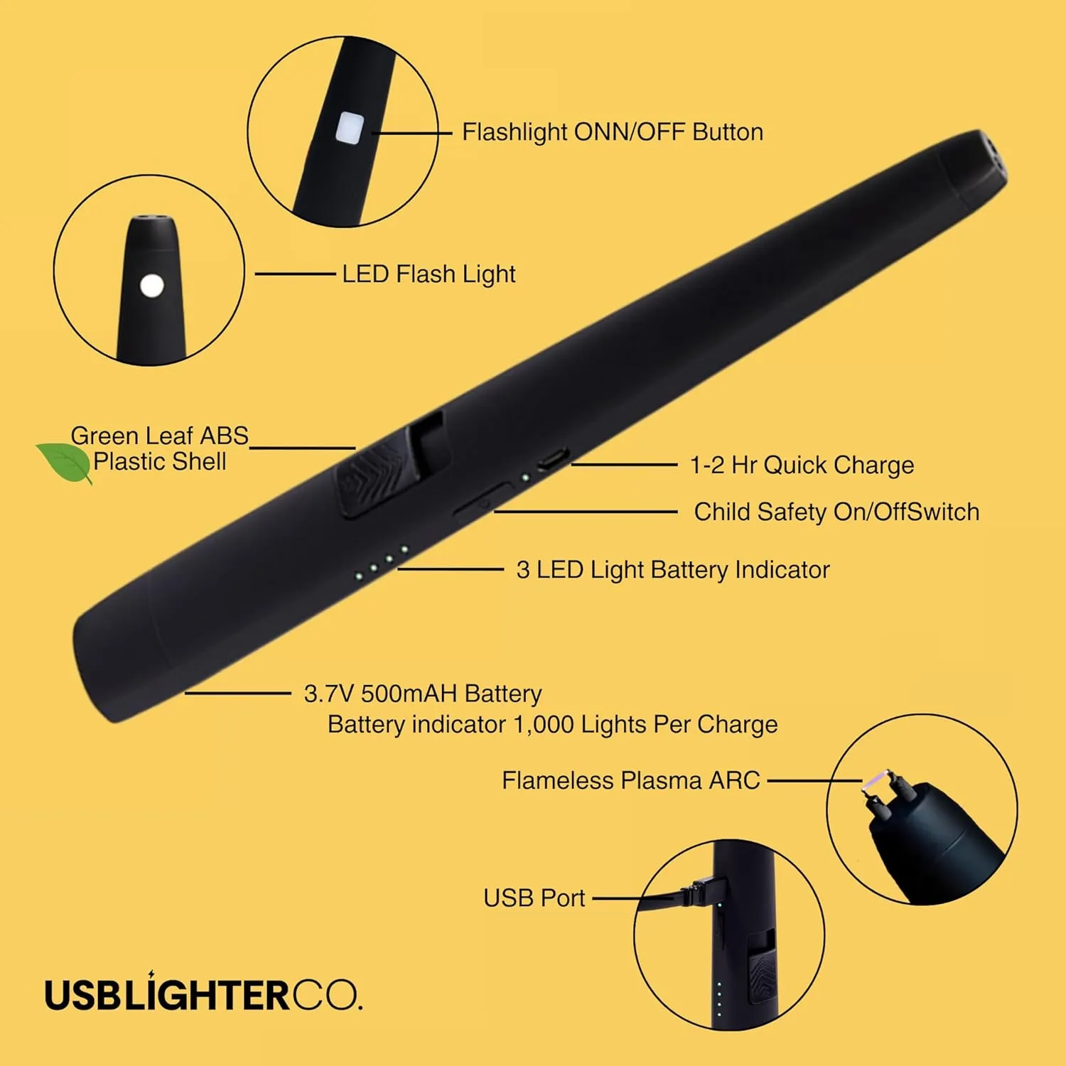 USB Lighter Co. MOTLI Electric Arc Windproof Flameless USB Rechargeable Lighter with Flashlight & Safety Lock for Candle Camping BBQ Grill Gift Outdoors (Lavender)