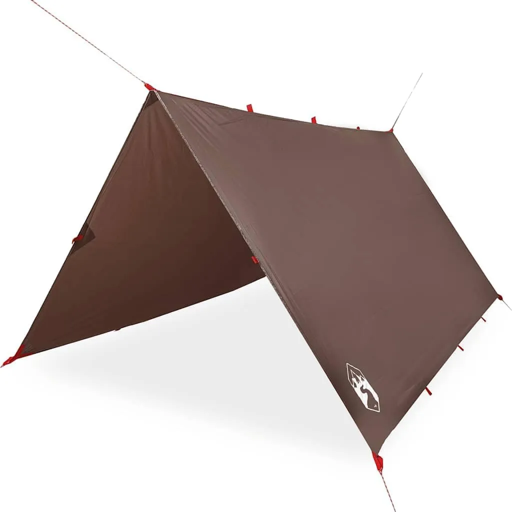 vidaXL Camping Tarp - Waterproof Brown 144.1x120.5 Taffeta Polyester Outdoor Shelter