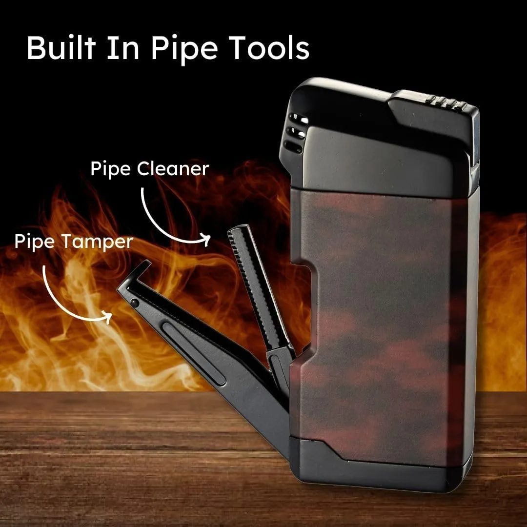 Visol Epirus Soft Flame Refillable Gas Lighter, Built-in Pipe Tools, Windproof Adjustable Flame Lighter (Shipped Without Butane)