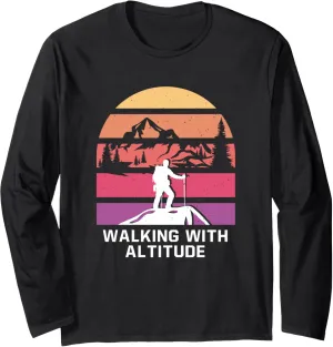 Walking with Altitude Camping Mountain Camper Summit Hiking Long Sleeve T-Shirt