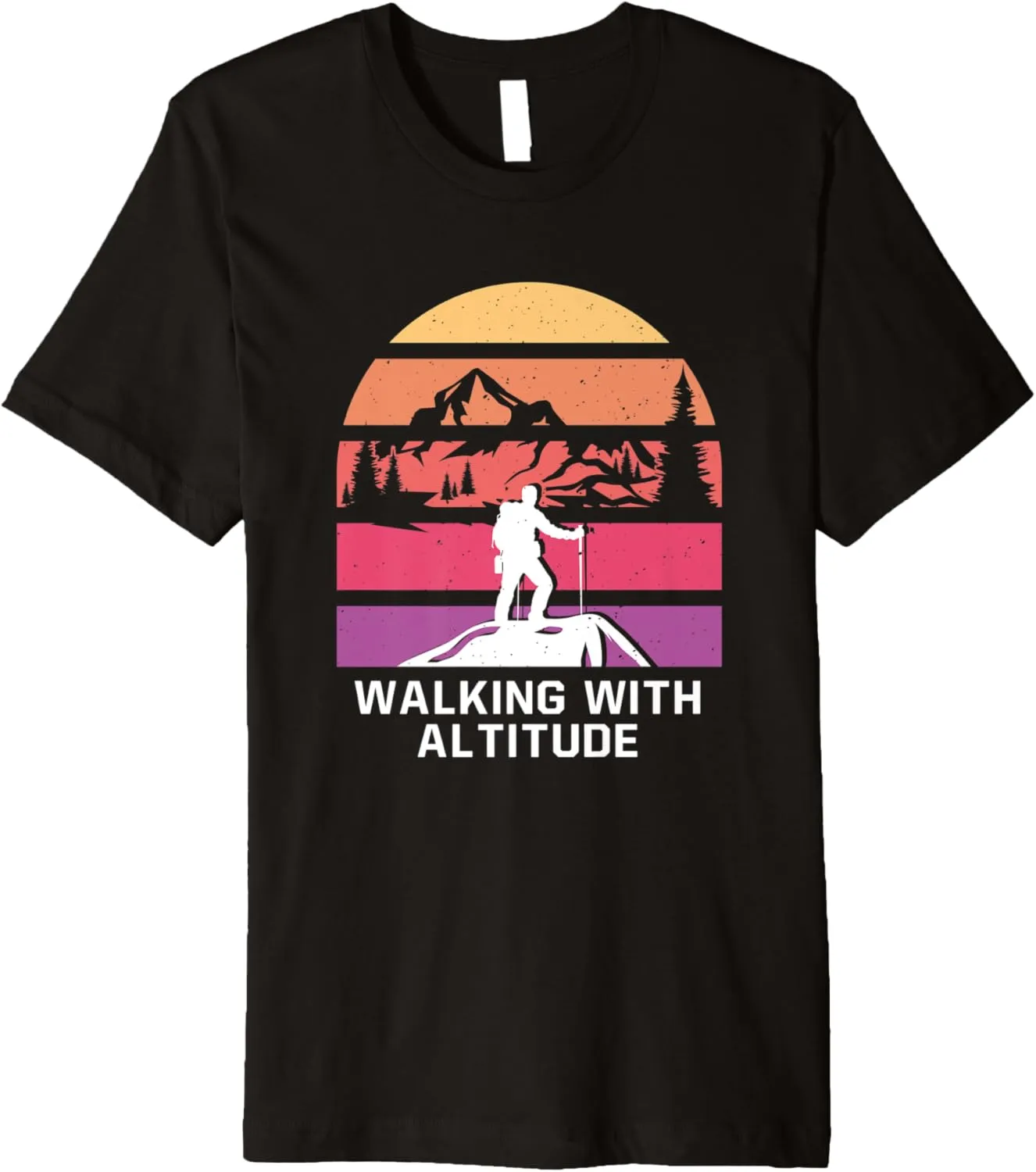 Walking with Altitude Camping Mountain Camper Summit Hiking Premium T-Shirt