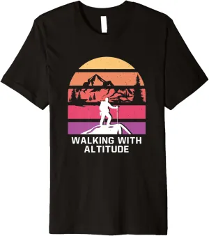 Walking with Altitude Camping Mountain Camper Summit Hiking Premium T-Shirt