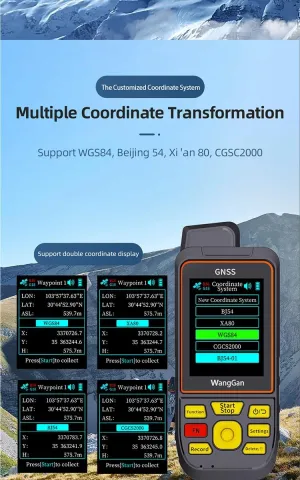 wanggan Land Surveying Equipment, Handheld GPS Land Meter, GNSS Receiver with Color Screen for Area Measurement,Outdoor,Sea Fishing,Field Survey,Agriculture.Fast Search。