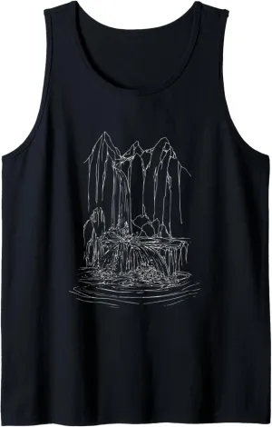 Waterfall Mountains Water Hiking Hike Hiker Nature Trekking Tank Top