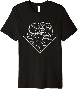 Waterfall Mountains Water Hiking Hike Hiker Trekking Nature Premium T-Shirt