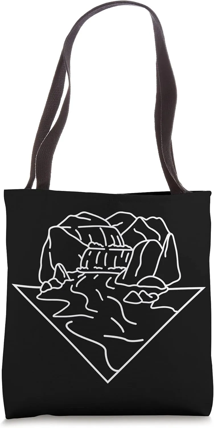 Waterfall Mountains Water Hiking Hike Hiker Trekking Nature Tote Bag