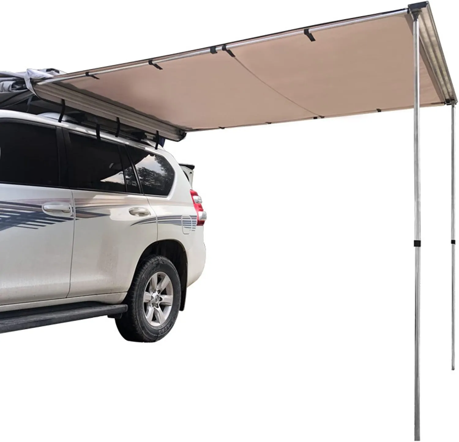Waterproof Car Side Awning Sun Shelter, Portable Car Awning Camping Tarp with Adjustable Tarp Poles for for SUV, Camping, Outdoor