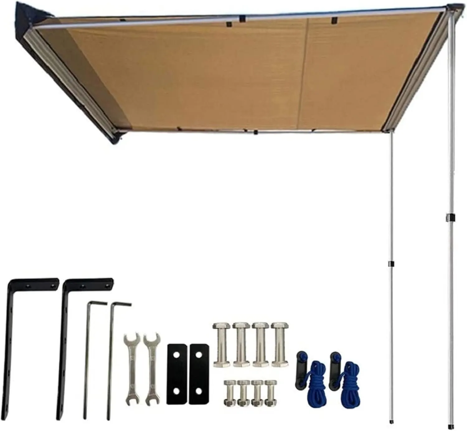 Waterproof Car Side Awning Sun Shelter, Portable Car Awning Camping Tarp with Adjustable Tarp Poles for for SUV, Camping, Outdoor