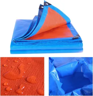 Waterproof Lightweight Tarpaulin Cover Ground Sheet Cover Heavy Duty Tarp Camping Sheet with Eyelets, for Canopy Tent Garden Pool Truck,Blue,1x2m (Blue 10x10m)