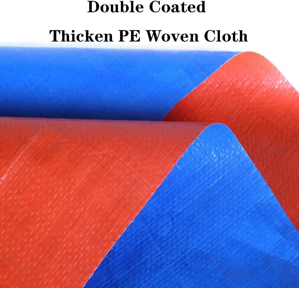 Waterproof Lightweight Tarpaulin Cover Ground Sheet Cover Heavy Duty Tarp Camping Sheet with Eyelets, for Canopy Tent Garden Pool Truck,Blue,1x2m (Blue 10x10m)