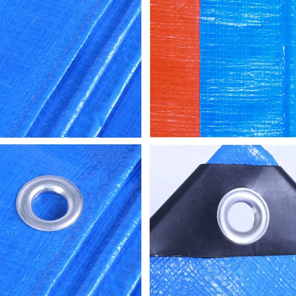 Waterproof Lightweight Tarpaulin Cover Ground Sheet Cover Heavy Duty Tarp Camping Sheet with Eyelets, for Canopy Tent Garden Pool Truck,Blue,1x2m (Blue 10x10m)