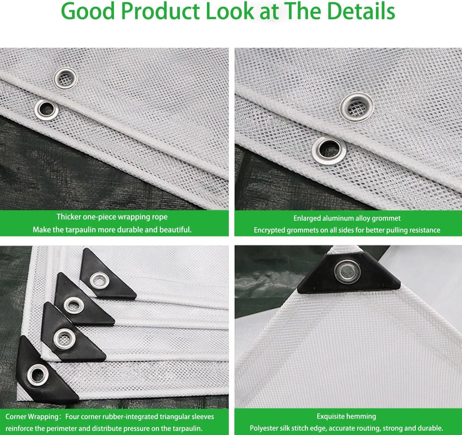 Waterproof Tarp Tarp for Under Tent Large Tarp for Under Tent Multi Purpose Protective Cover Durable Waterproof Weather Proof Rip and Tear Resistant 2.46ft x 6.56ft White