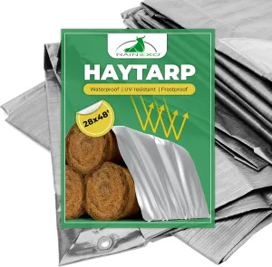 Waterproof Tarps 28x48 ft - 150 GSM, Heavy Duty Tarp, UV & Frost-Resistant Tarpaulin, Silver, Tearproof, Weatherproof Cover for Hay Stacks, Barns, Farm, Ranches, Silage, Equipment, Agriculture