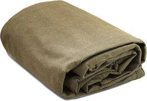 WHITEDUCK Canvas Tarp Heavy Duty Waterproof 18 oz. Mold & UV Resistant, Rustproof Grommets, Industrial & Commercial Cloth Tarp (Cut Size: 7'x9', Finished Size: 6'6" x 8'6", Olive)