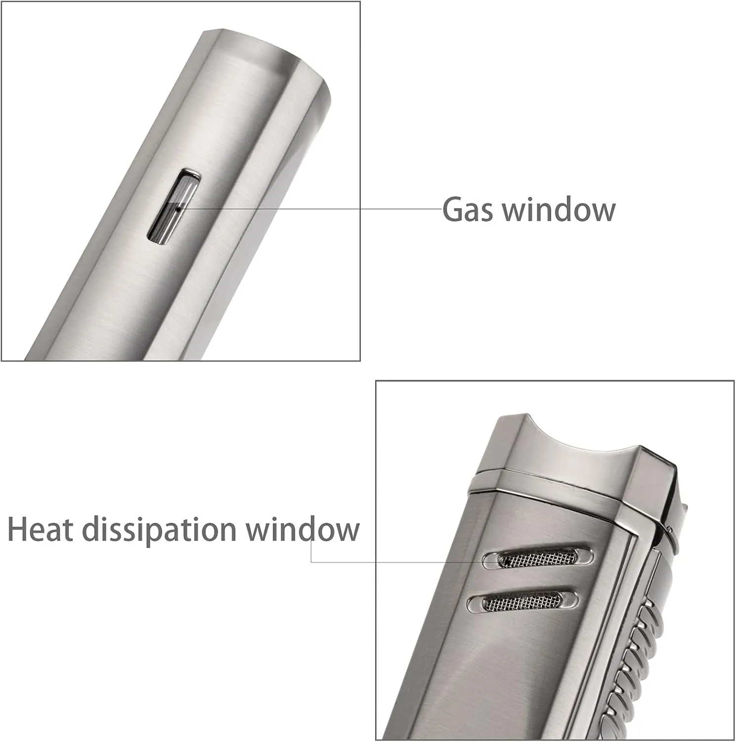 Windproof Cigar Lighter with Puncher Holder Needle Metal Portable 3 Jet Flame Multifunction Refillable Smoking Accessories