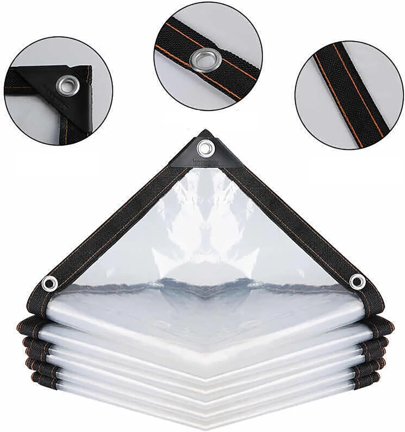 Windproof Clear Plastic Tarps,Outdoor Greenhouse Tarp, Rainproof, Yard Covering,Clear-Waterproof-Tarps-Outdoor(20x20 ft(6x6m))