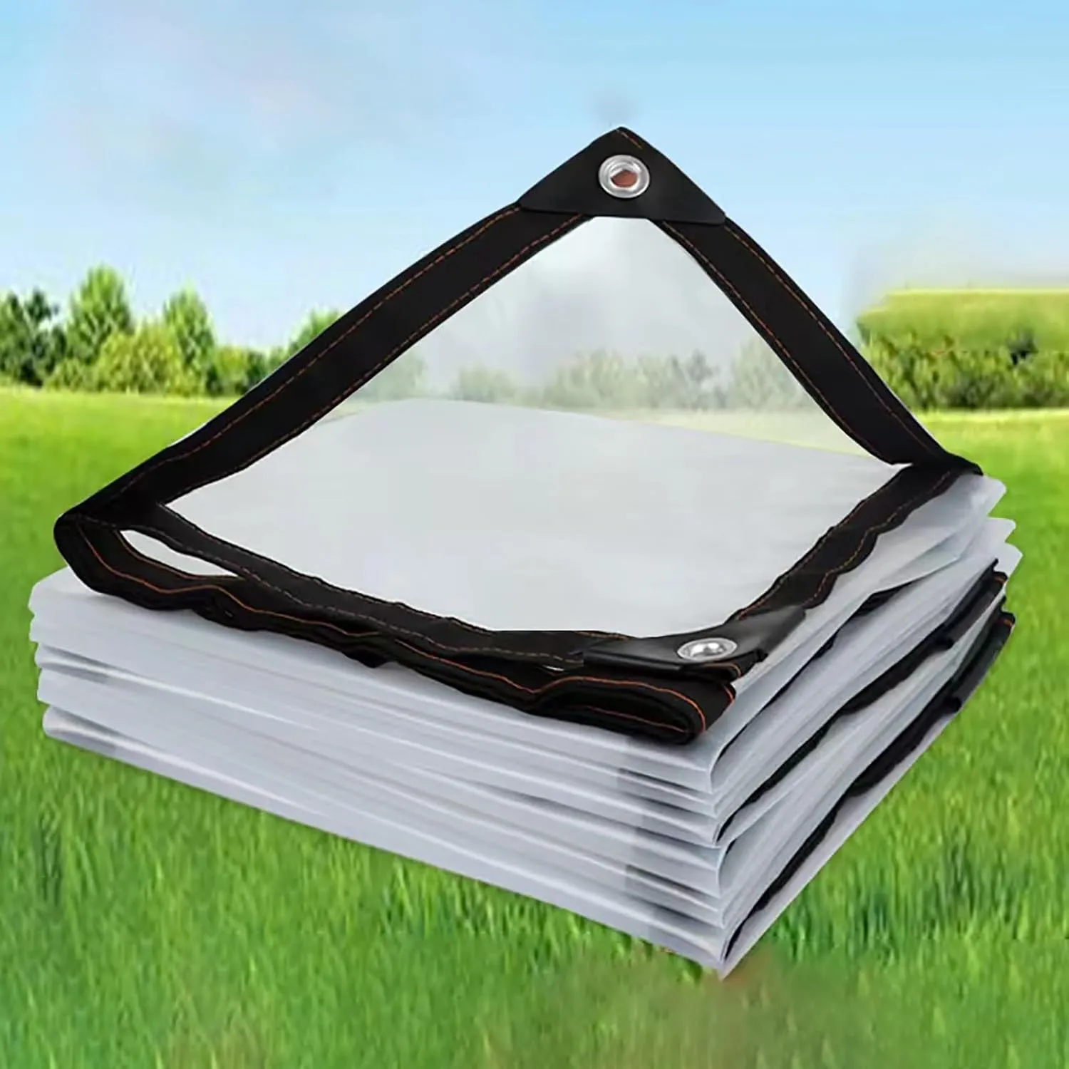 Windproof Clear Plastic Tarps,Outdoor Greenhouse Tarp, Rainproof, Yard Covering,Clear-Waterproof-Tarps-Outdoor(20x20 ft(6x6m))