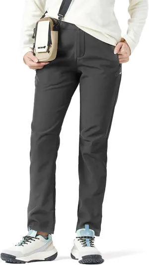 Women's Hiking Cargo Pants Waterproof Fleece Quick-Dry Softshell Slim with with Pockets for Camping Trekking Travel