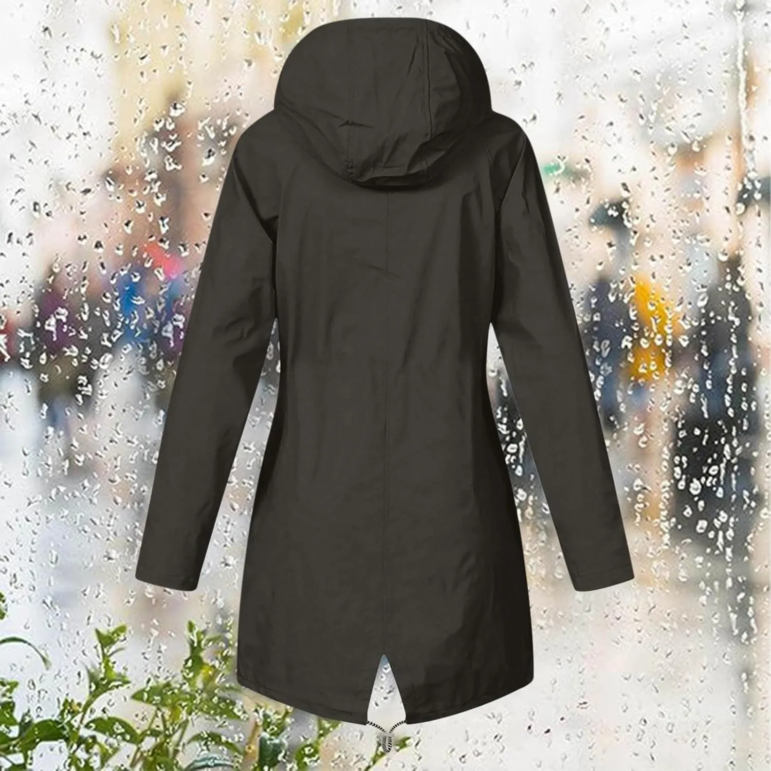 Women's Raincoat Windbreaker Zipper Hoodies Rain Jacket Waterproof Lightweight Outdoor Coat Hooded Trench Coats