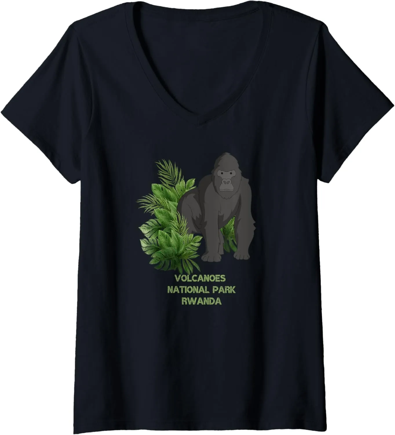 Womens Volcanoes National Park Gorilla Trekking Rwanda V-Neck T-Shirt