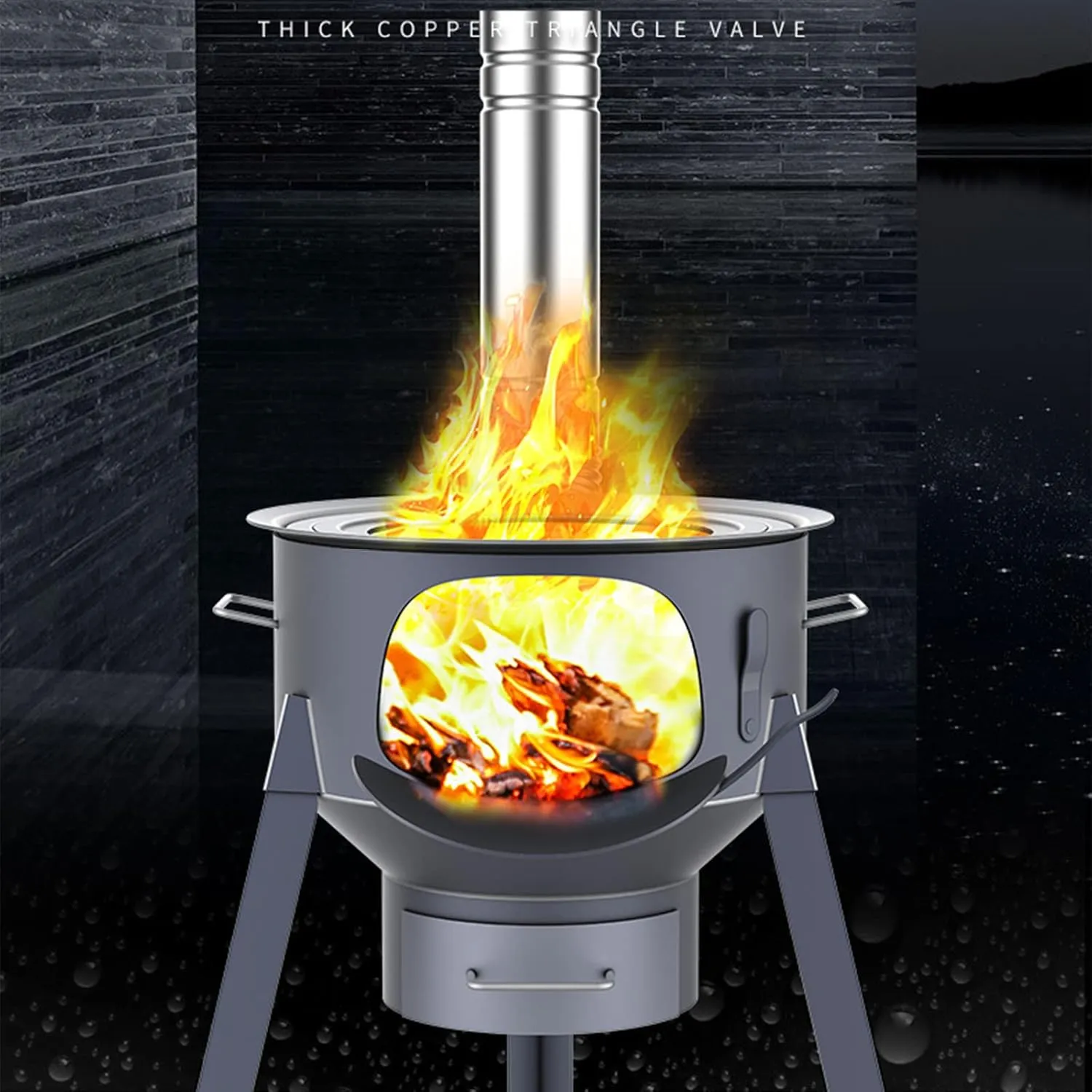 Wood Burning Stove Set with Pot Stand Steel and Compact Stove Camping Stove Portable for Backpacking, Camping, and Home 9 Piece Set