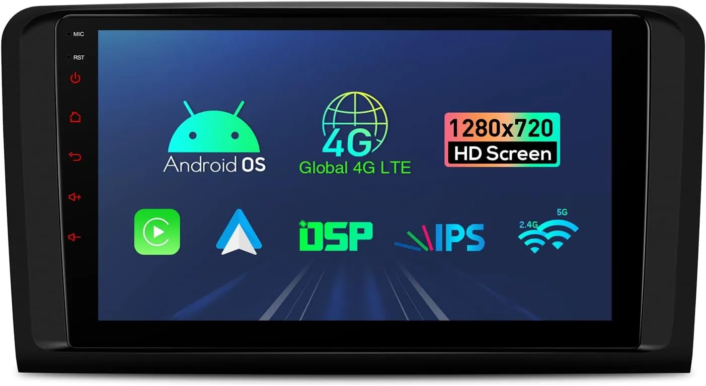 XTRONS Car Radio for Mercedes Benz ML W164 GL X164, 9 Inch Touch Screen Android 13 Octa Core Car Stereo, GPS Navigation Head Unit DSP Car Play Android Auto 4G Lite