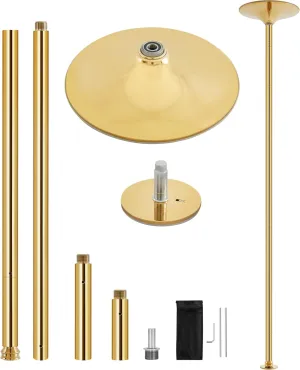 Yaheetech Dance Pole Spinning Static Dancing Pole Portable Removable for Home Club Bar Gym 44.5-108.3” Height Adjustable & Weight Capacity 500lb, Silver/Gold