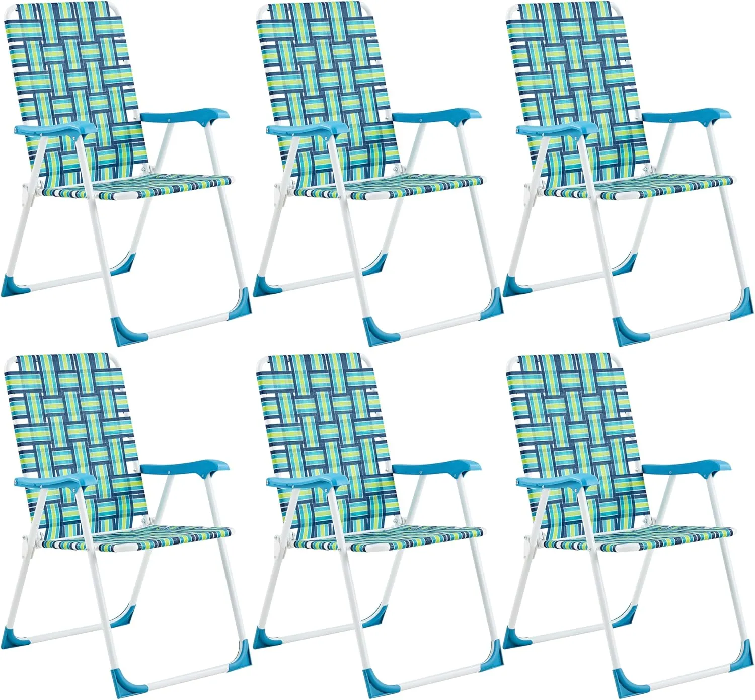 Yaheetech Patio Webbed Lawn Chairs, Outdoor Nylon Fabric Portable Camping Chair Folding Dining Chairs for Beach Yard Garden