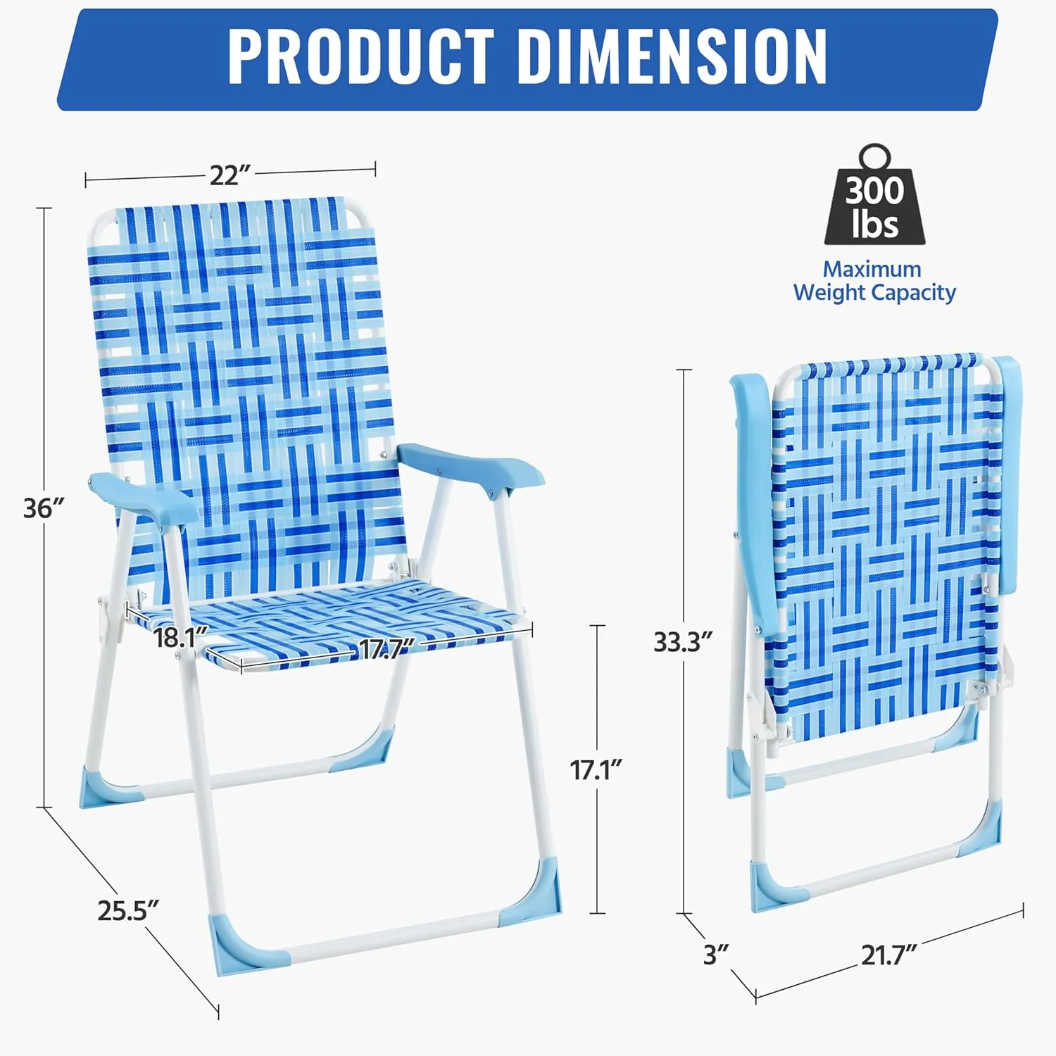 Yaheetech Patio Webbed Lawn Chairs, Outdoor Nylon Fabric Portable Camping Chair Folding Dining Chairs for Beach Yard Garden