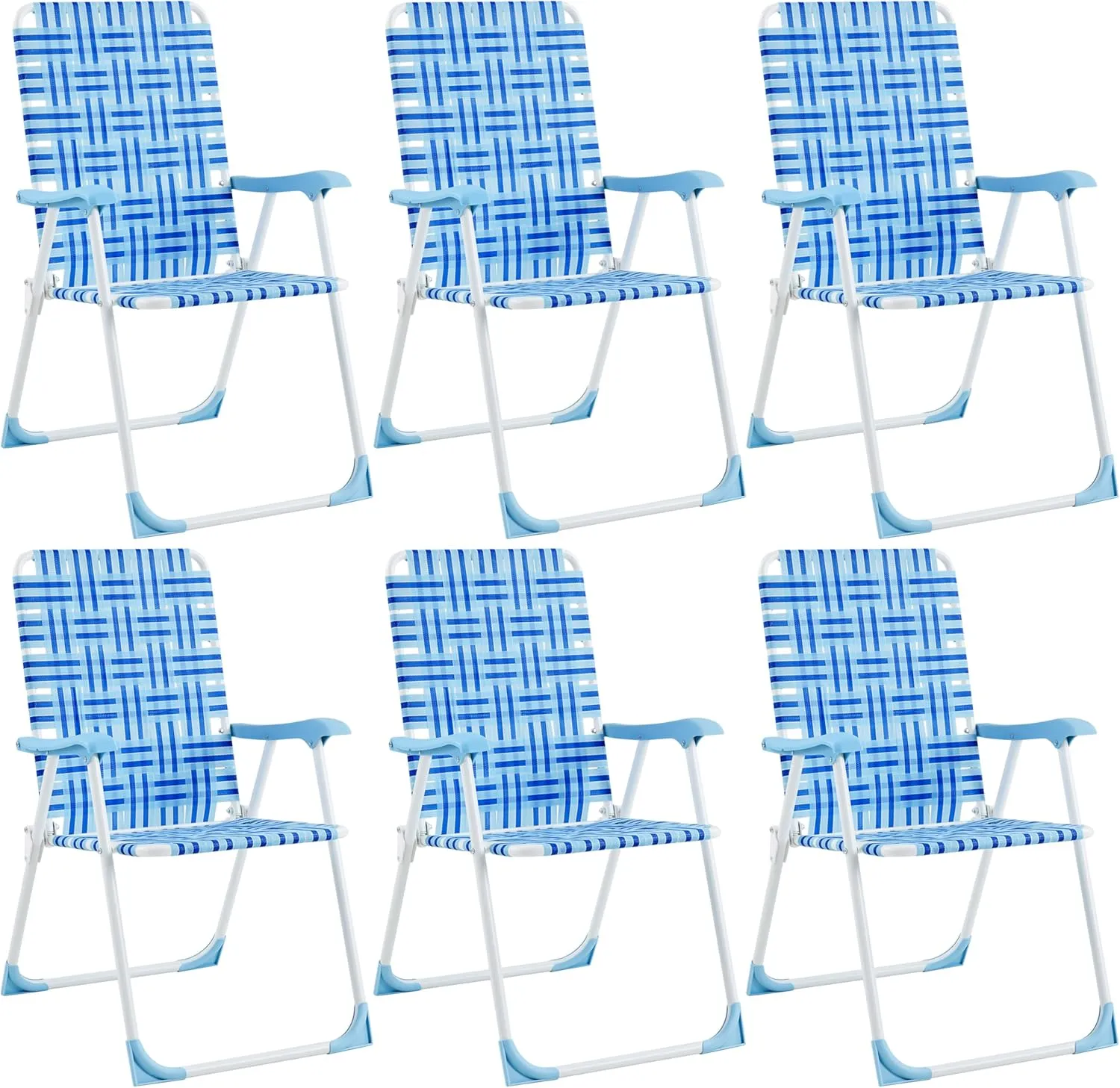 Yaheetech Patio Webbed Lawn Chairs, Outdoor Nylon Fabric Portable Camping Chair Folding Dining Chairs for Beach Yard Garden