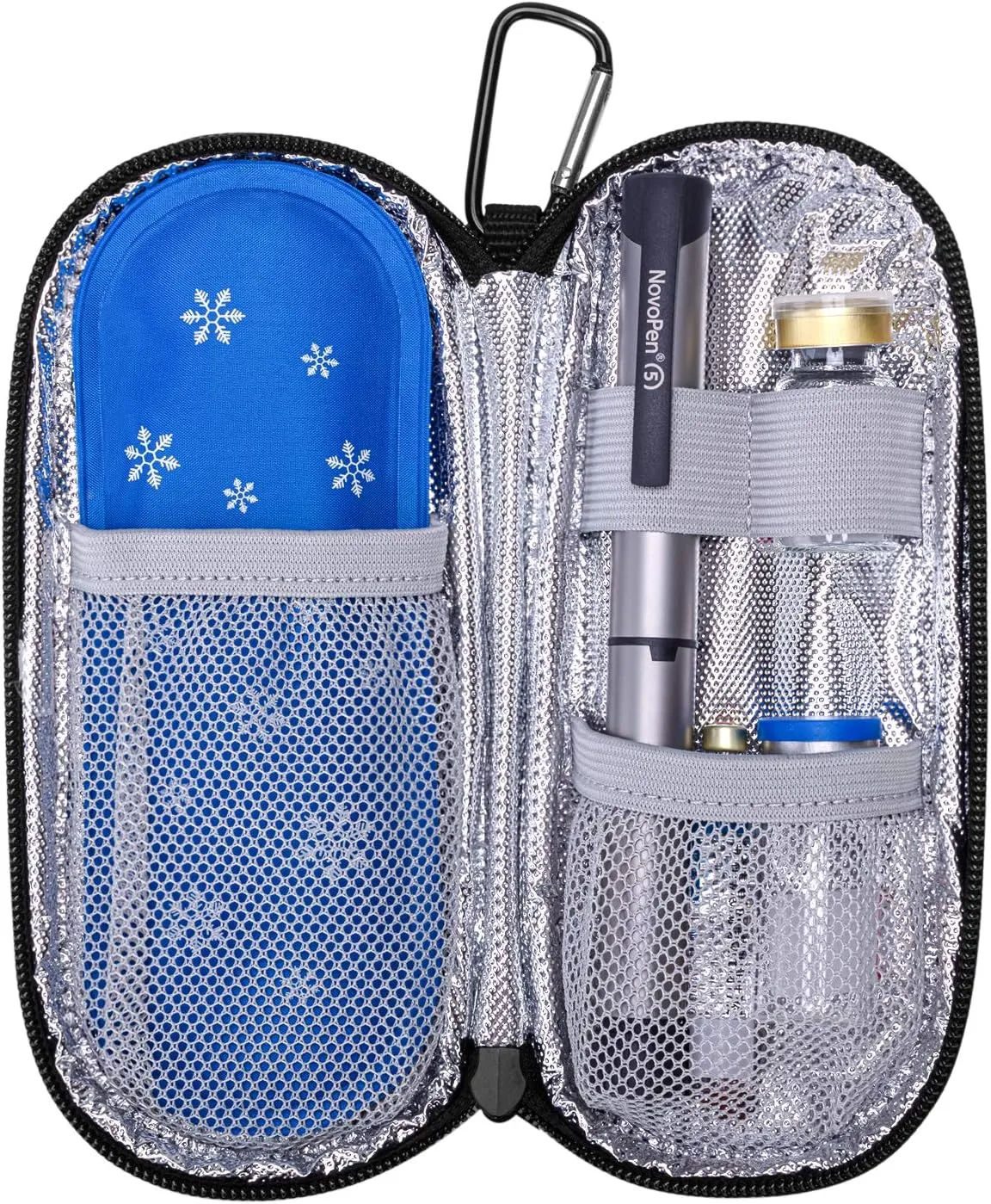 Yarwo Insulin Cooler Travel Case with 2 x TSA Approved Ice Packs, Diabetic Supplies Organizer Insulated Cooling Bag for Insulin Pens, Syringes and Diabetes Testing Kit, Lightweight for Trip, Gray