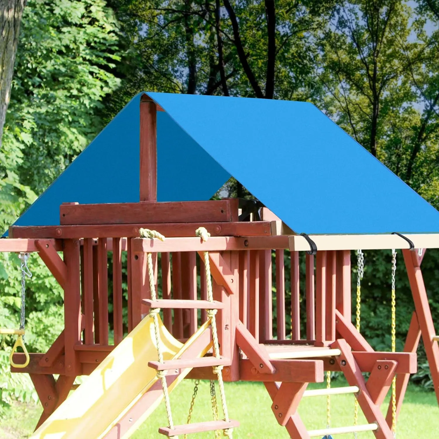 Yescom 52"x90" Swing Set Kindergarten Replacement Tarp UV Protection Playground Roof Playset Outdoor Garden Blue