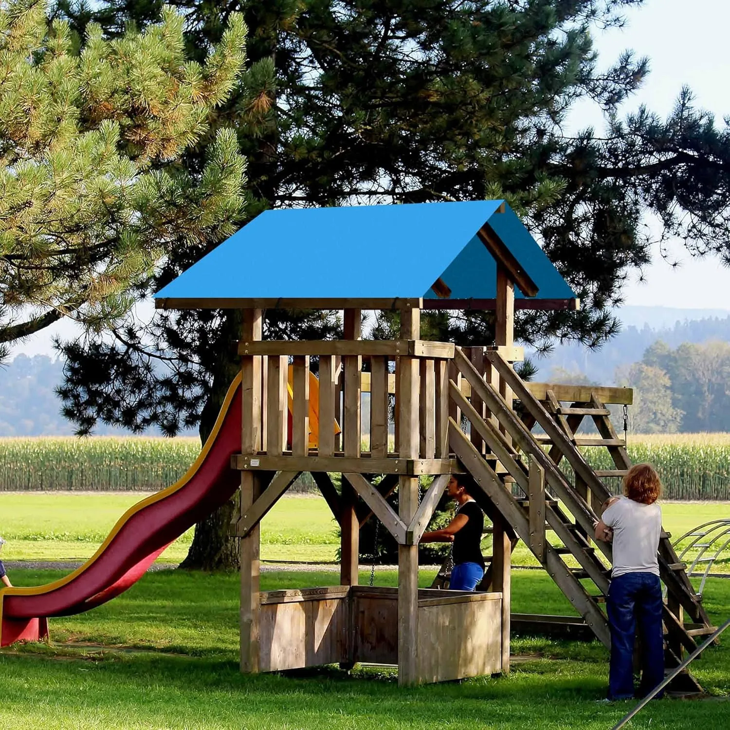Yescom 52"x90" Swing Set Kindergarten Replacement Tarp UV Protection Playground Roof Playset Outdoor Garden Blue