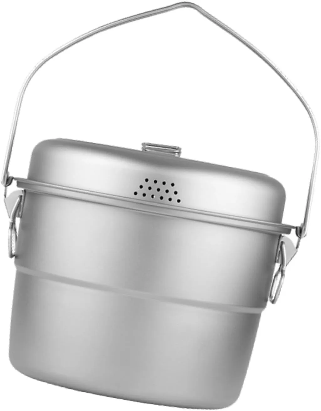 Yiju Camping Hanging Pot Outdoor Cookware 5.5 L Capacity Cooking Pot Camping Pot Titanium Stew Pot for Backpacking Travel Barbecue
