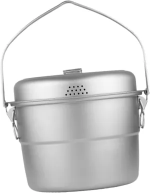 Yiju Camping Hanging Pot Outdoor Cookware 5.5 L Capacity Cooking Pot Camping Pot Titanium Stew Pot for Backpacking Travel Barbecue