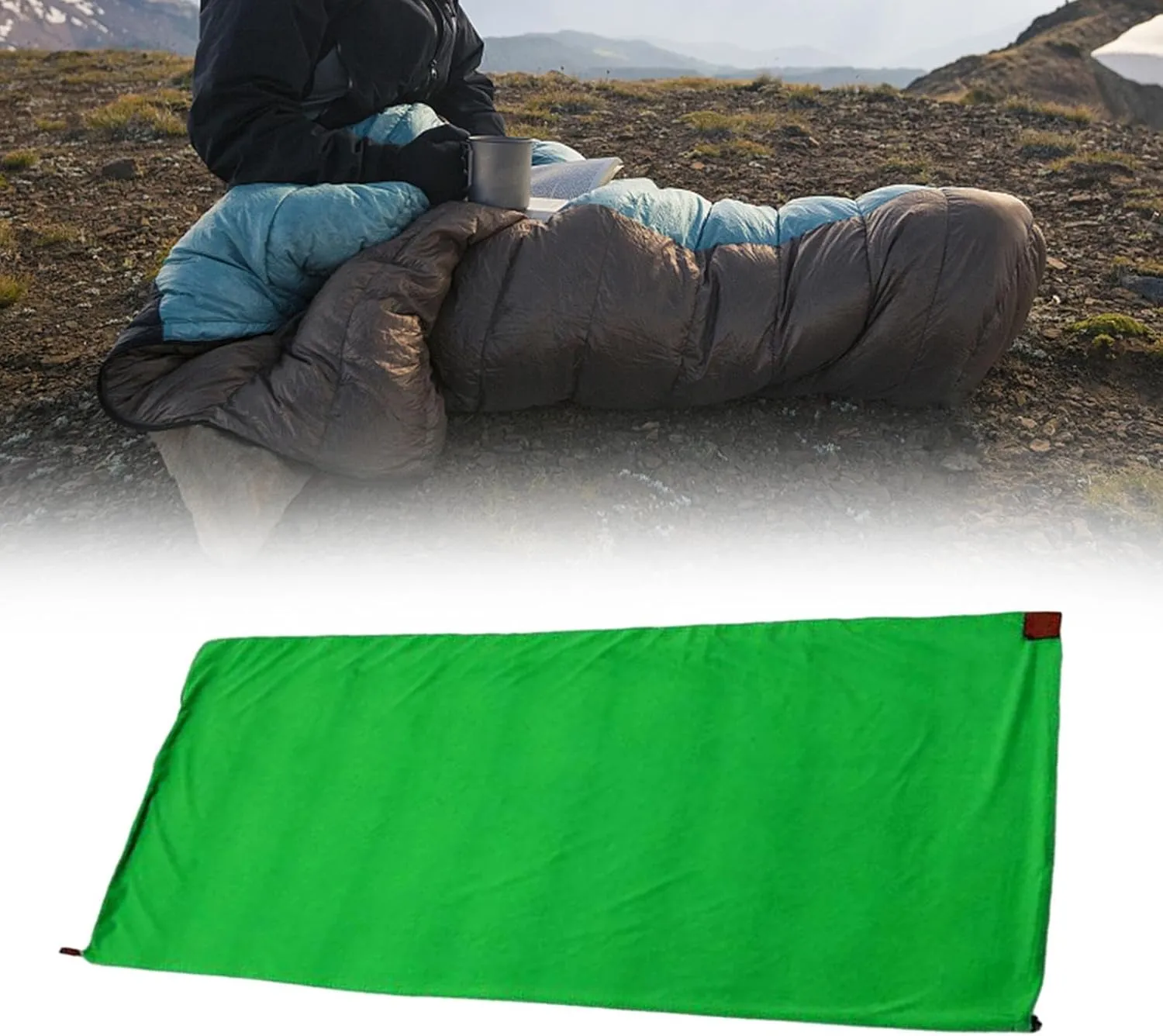 YIJU Fleece Sleeping Bag Liner with Zipper for Outdoor Adventures and Travel