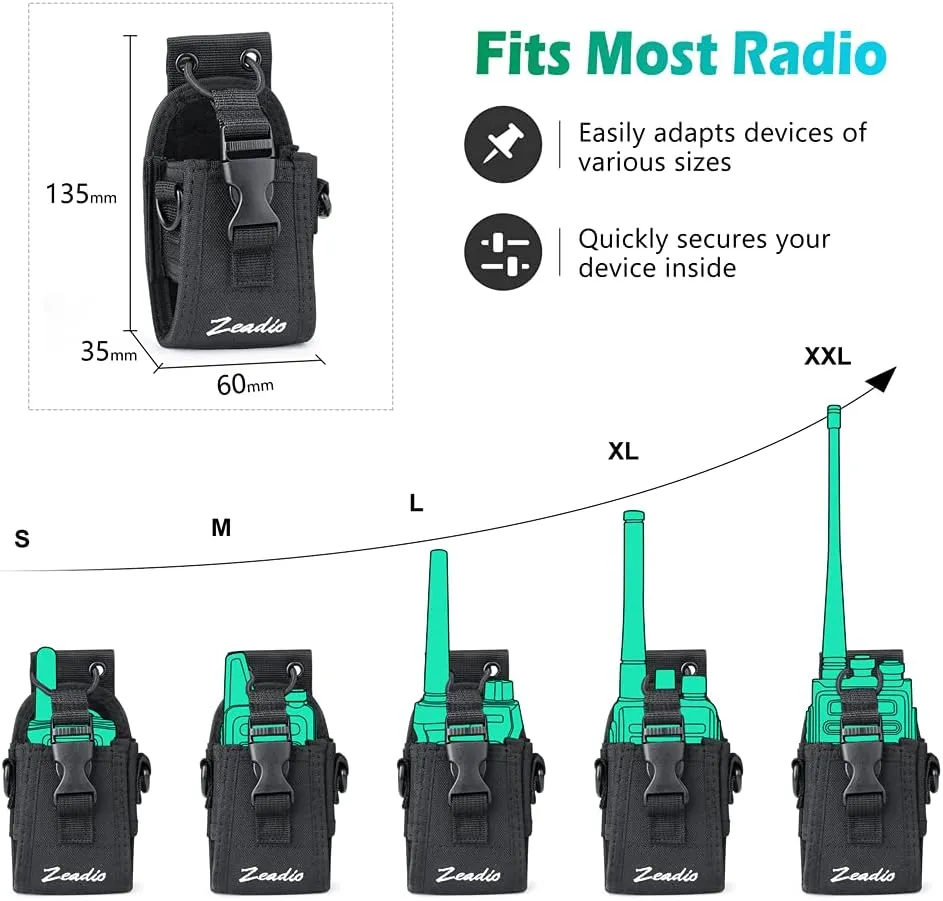 Zeadio Multi-Function Pouch Case Holder for GPS Phone Two Way Radio (ZNC-A, Pack of 5)