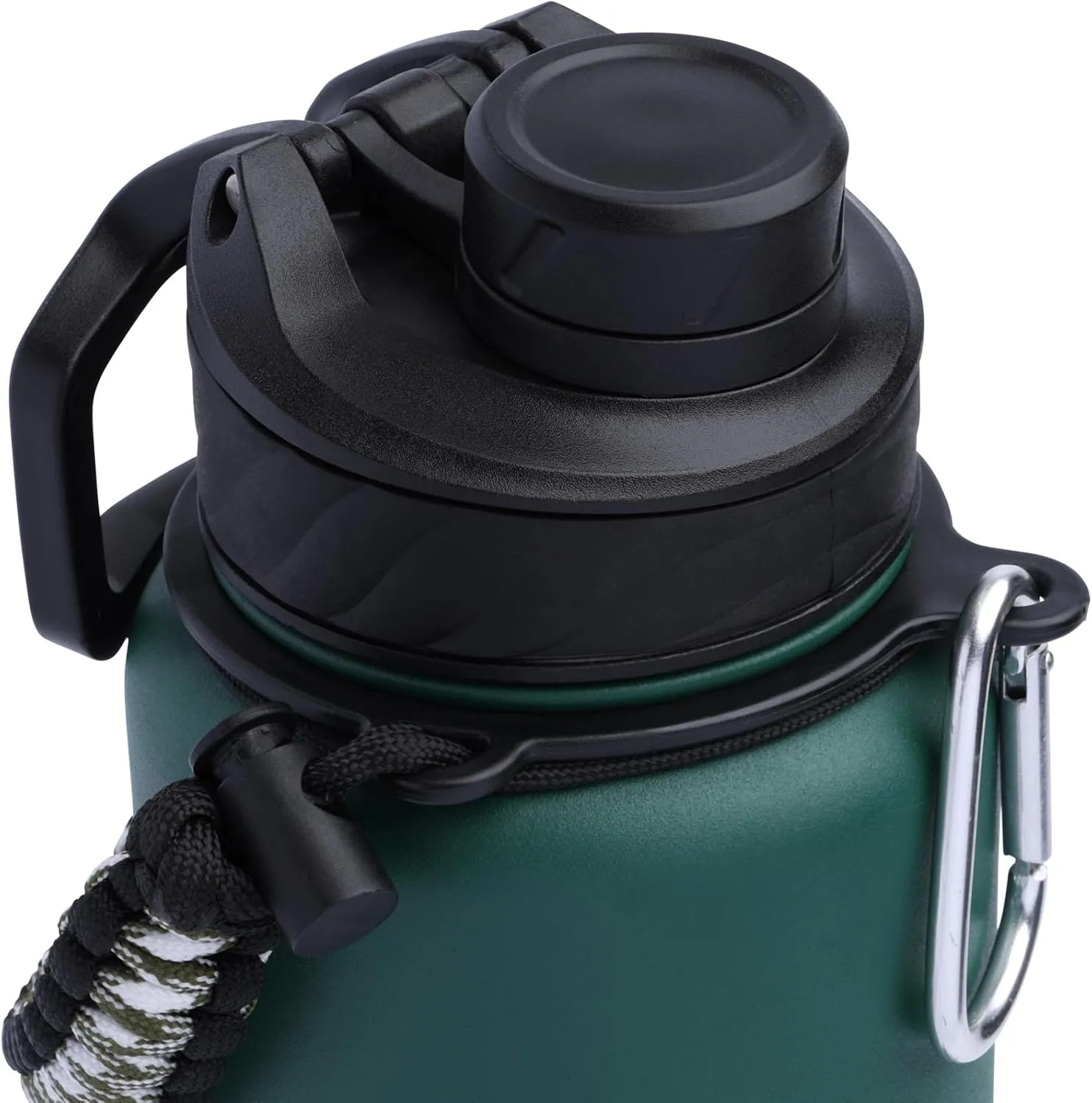 Zenith Chugger Stainless Steel Bottle with Carabiner, Compass, Signal Whistle, and Fire Starter - 40 Oz - Rosemary Powder Coat