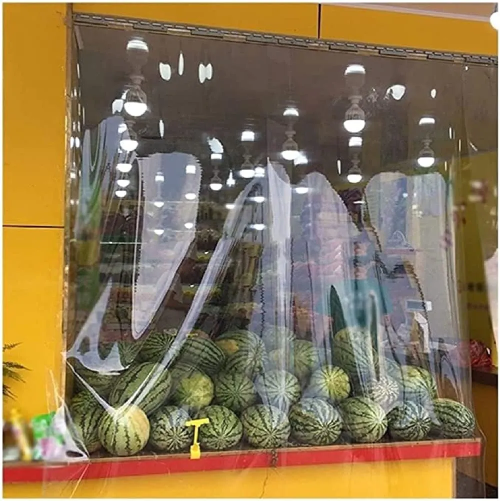 ZHANGQINGXIU Heavy Duty Waterproof Tarpaulin Transparent PVC Plastic Sheet with Grommets Sunscreen Tarp Cover for Camping Greenhouse Potted, 36 Sizes (Color : Clear, Size : 0.6x2m)