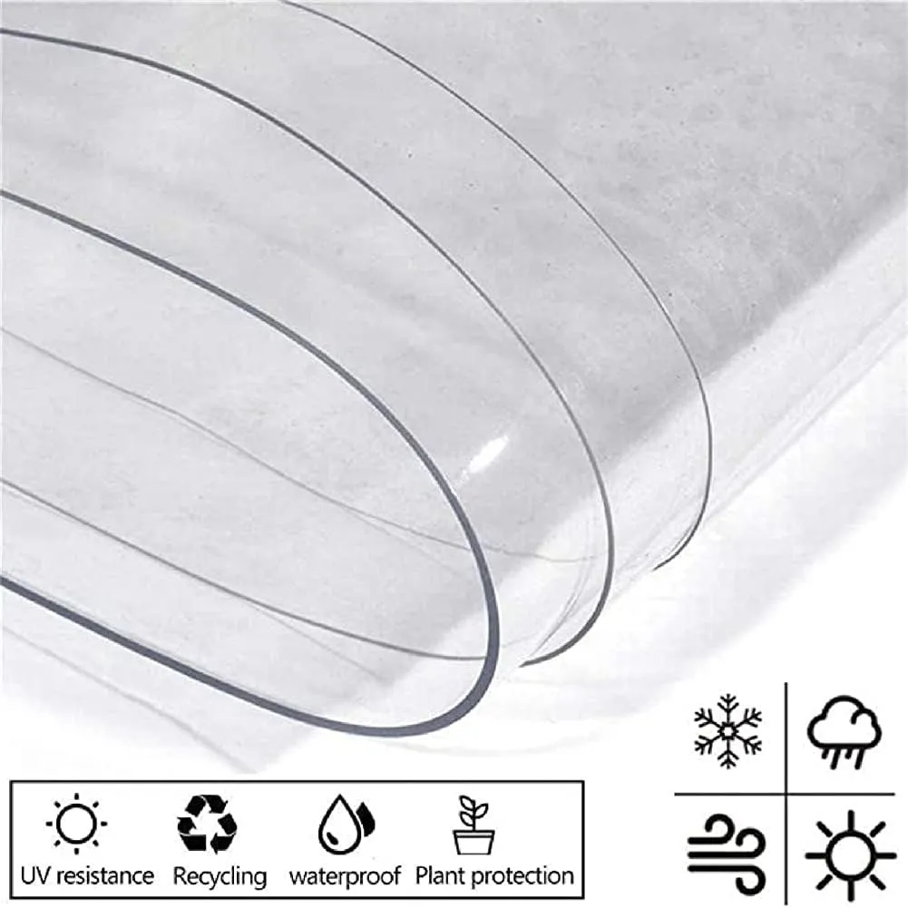 ZHANGQINGXIU Heavy Duty Waterproof Tarpaulin Transparent PVC Plastic Sheet with Grommets Sunscreen Tarp Cover for Camping Greenhouse Potted, 36 Sizes (Color : Clear, Size : 0.6x2m)