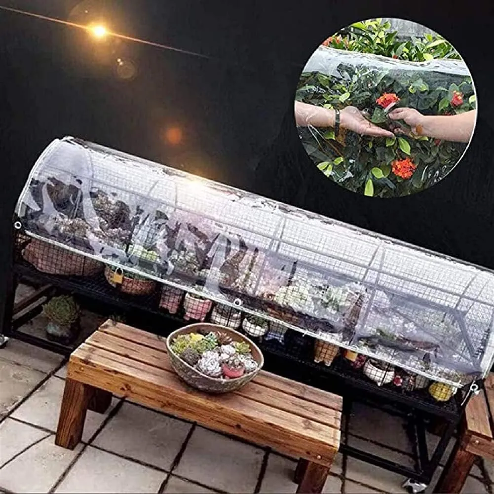 ZHANGQINGXIU Heavy Duty Waterproof Tarpaulin Transparent PVC Plastic Sheet with Grommets Sunscreen Tarp Cover for Camping Greenhouse Potted, 36 Sizes (Color : Clear, Size : 0.6x2m)