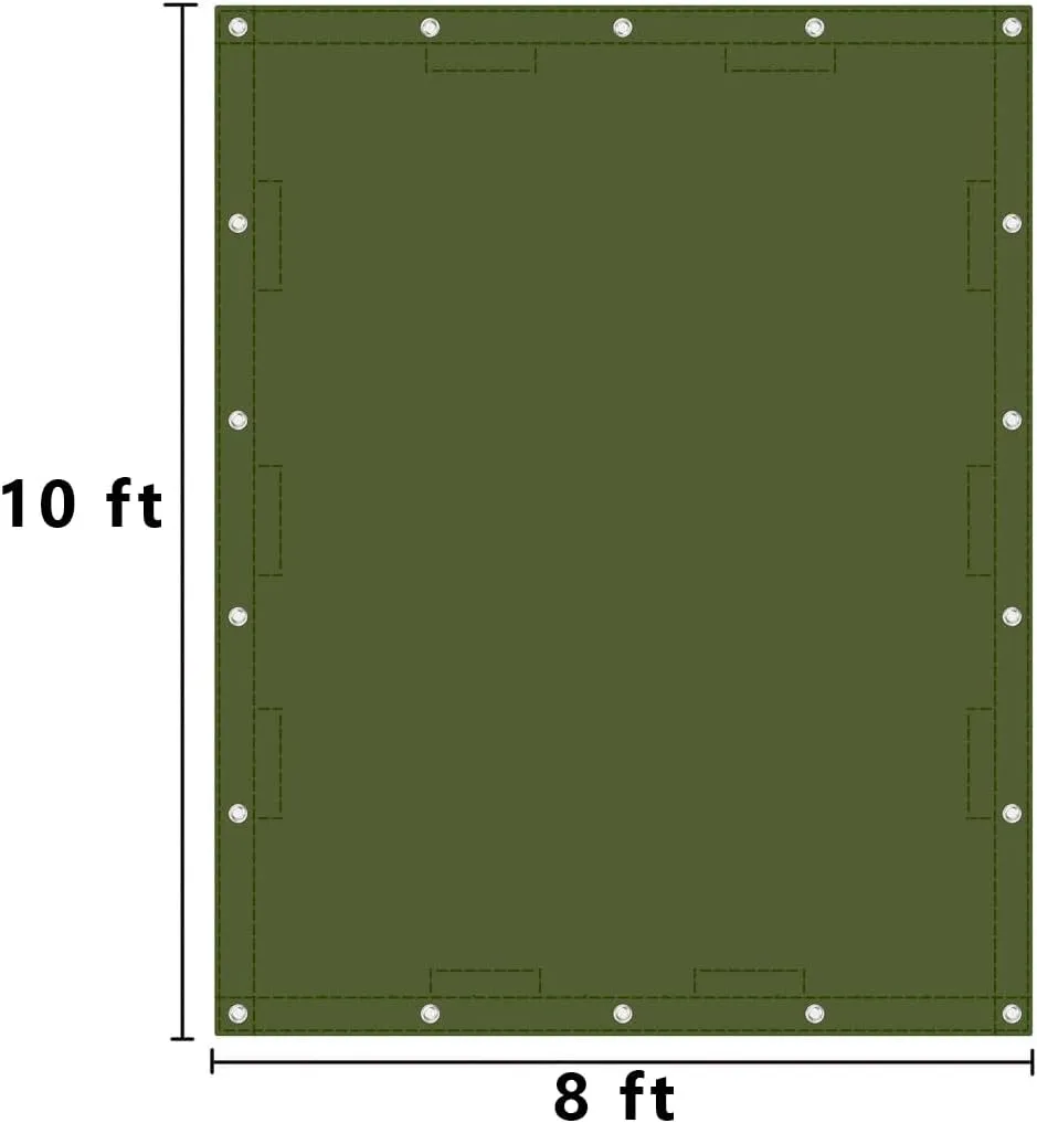 Zuperia Heavy Duty Canvas Tarp (8' x 10' ft - Pack of 1) with Rustproof Grommets, UV Resistant & Tear Resistant Multipurpose Tarpaulin Cover for Outdoor, Industrial & Commercial Use (Olive Green)