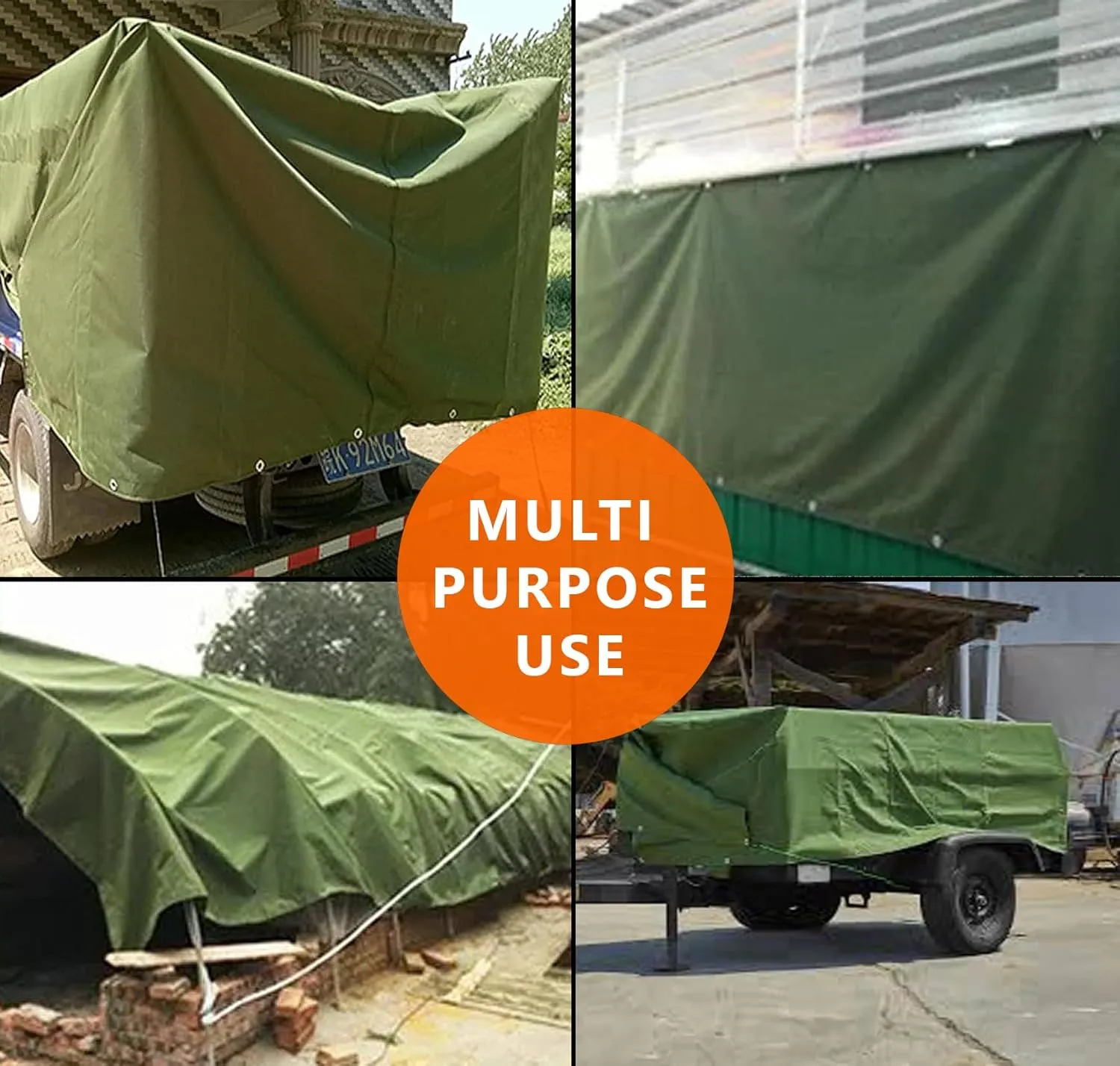 Zuperia Heavy Duty Canvas Tarp (8' x 10' ft - Pack of 1) with Rustproof Grommets, UV Resistant & Tear Resistant Multipurpose Tarpaulin Cover for Outdoor, Industrial & Commercial Use (Olive Green)